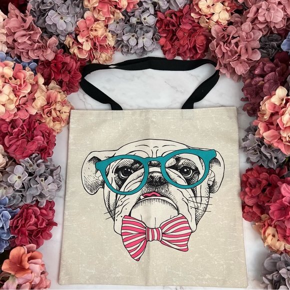 Eco-Friendly Preppy English Bulldog Folding Tote Bag - Picture 2 of 14
